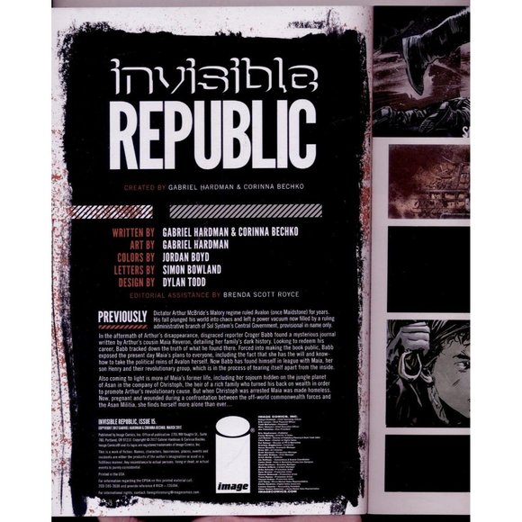 INVISIBLE REPUBLIC #15 IMAGE COMICS MARCH 2017 NM - Picture 2 of 3